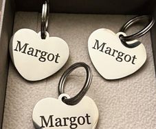 Personalised Engraved Silver Heart shape Dog tag