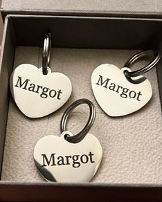 Personalised Engraved Silver Heart shape Dog tag