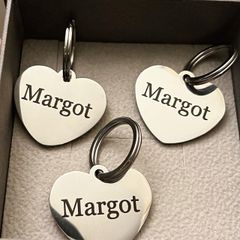Personalised Engraved Silver Heart shape Dog tag