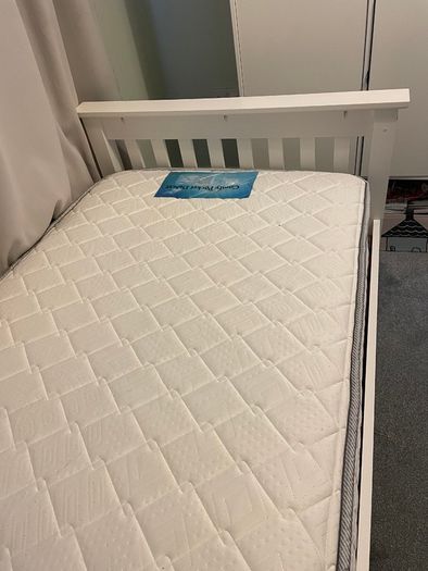 Single bed and mattress