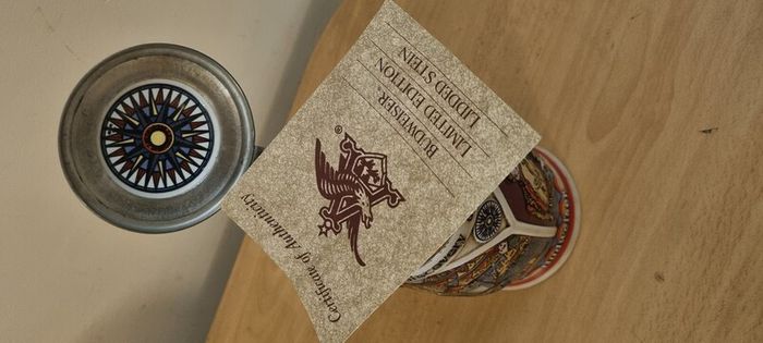 budweiser ltd ed beer stein coa
