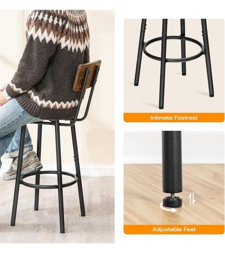 Bar Stools Set of 2, Breakfast Bar Stools