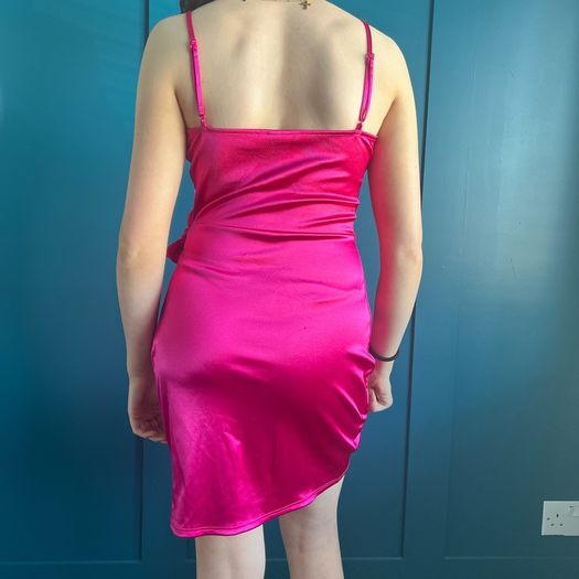 Pink satin mini dress. Size S