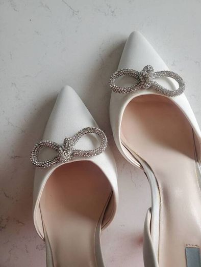 New Ivory Satin Slingbacks