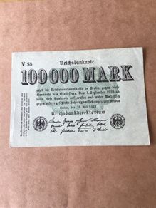 Rare Old 1922 German Banknote - 100,000 Mark