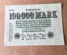 Rare Old 1922 German Banknote - 100,000 Mark