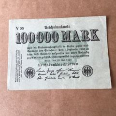Rare Old 1922 German Banknote - 100,000 Mark