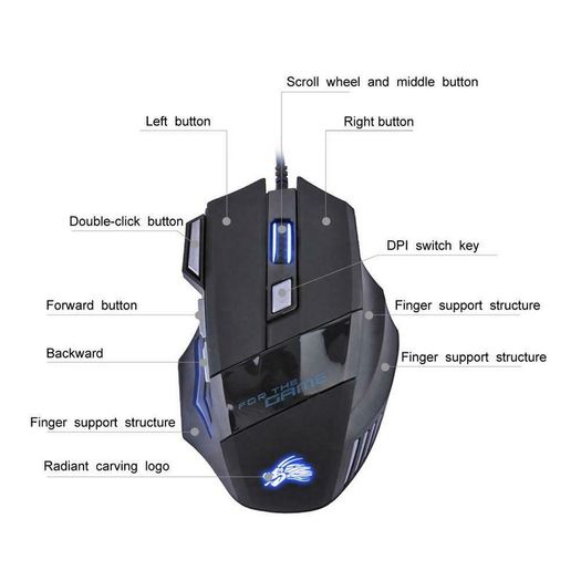 Brand New 7 Buttons 5500DPI LED Optical USB Wired Gaming Mouse