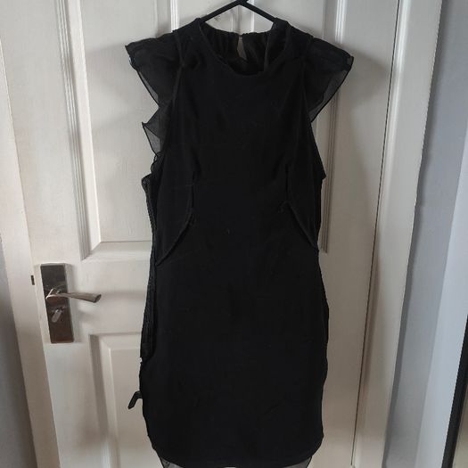 Black Frilled mini dress  size M, from H&M