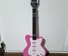 Pink Wooden Guitar Wall Decor