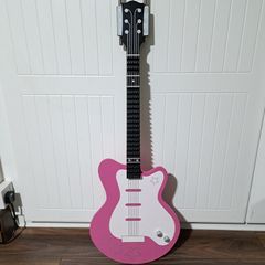 Pink Wooden Guitar Wall Decor