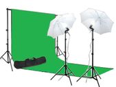 Background Support & 3m x 6m Green Screen Studio Light Kit