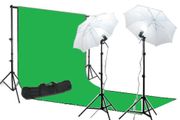Background Support &amp; 3m x 6m Green Screen Studio Light Kit
