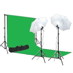 Background Support & 3m x 6m Green Screen Studio Light Kit