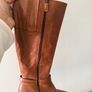Tamaris Leather Knee High Boots EU41 Tan Brown Block Heel Image 2