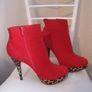 Platform Stiletto Ankle Boots 41 RED  Animal Print Image 2