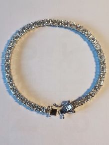 Rhodium Plated Sterling Silver Moissanite Tennis Bracelet