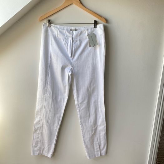 NWT Bellensia White Slim-Leg Cotton Trousers
