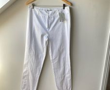 NWT Bellensia White Slim-Leg Cotton Trousers