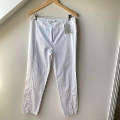 NWT Bellensia White Slim-Leg Cotton Trousers
