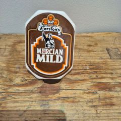 Marston's Mercian Mild ceramic beer pump clip.