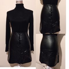 Faux Leather Black Skirt