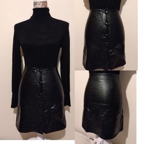 Faux Leather Black Skirt
