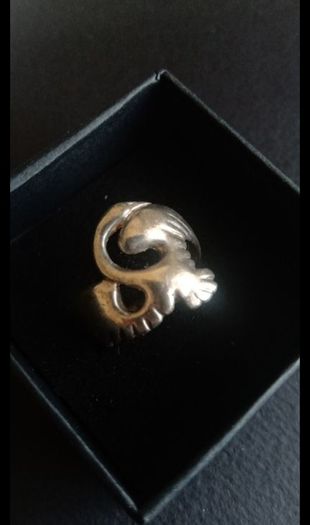 Vintage Children of Lir swan sterling silver ring size L