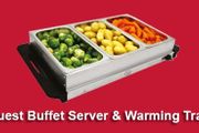Buffet Servers /Plate  Warmers Quest Model BN R 16520 Euro Prices With Three Lidded  Serving Trays 1.2 Litre See The Food Through The  Plastic Lids  200 Watts  Beside Two Cash Machines SAFER Card Shopping.