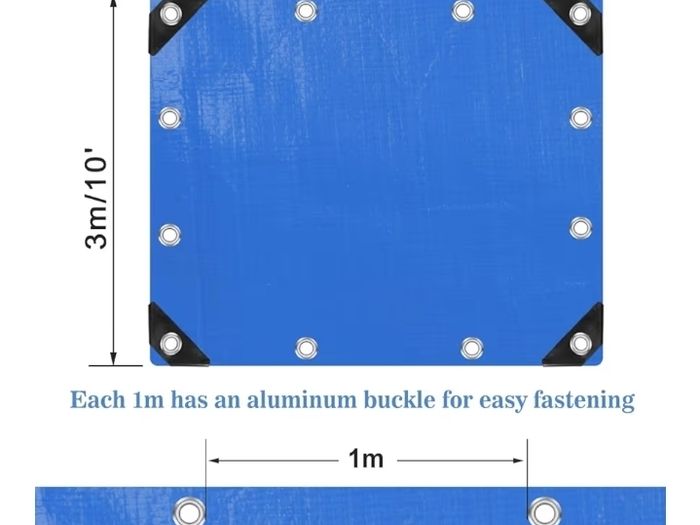 Tarpaulin Waterproof Heavy Duty 3m x 3m 115 GSM Blue Tarps Sheet for Furniture Ground Multipurpose Covers
