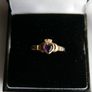 Vintage 9Ct Yellow Gold 375 Amethyst Claddagh Ring size K  1,83g Image 3