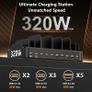320W Charging Station for Multiple Devices with 10 Cables, 10-Port GaN USB Charger with Dual 65W PD Laptop Charging, 5 USB-C & 5 USB-A Dock for MacBook, iPhone, iPad, Tablets (Black) Image 2