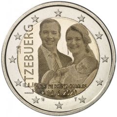 Luxembourg 2 Euro Commemorative Coin 2020 - The Birth of Prince Charles. Photo version. UNCIRCULATED.