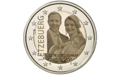 Luxembourg 2 Euro Commemorative Coin 2020 - The Birth of Prince Charles. Photo version. UNCIRCULATED.