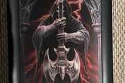 Rock God Anne Stokes Gothic Skeleton Death Grim Reaper Holding Battle Axe Guitar Holographic Picture