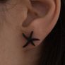 Small Shiny Earrings with Black Starfish Motif Elegant Minimal Style Image 2