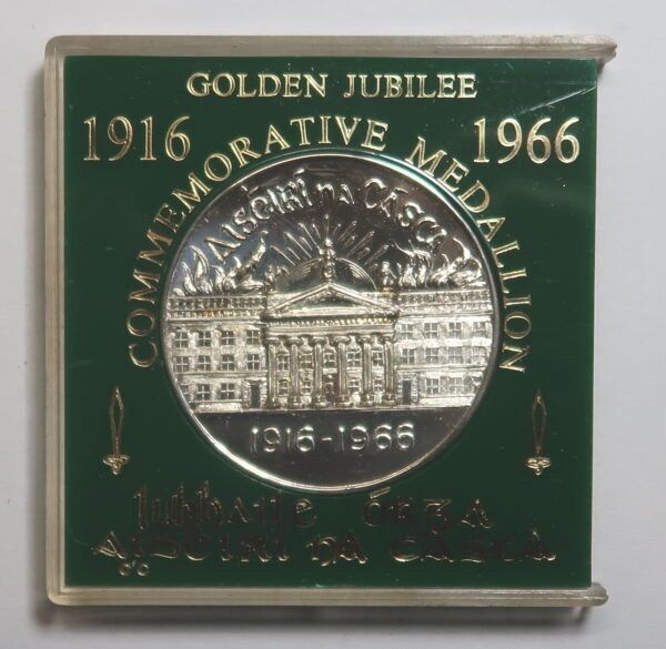 Easter Rising Commemorative Silver Medallion 1916 1966. In Case Of Issue. 33.5 Grms Approx. 0.925 Silver Made By O Connor, Jewellers Dublin.