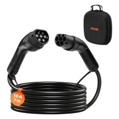 EV Charger Extension Cable, 16Amp 7 m Max 11 kW Extension Cord Compatible with All Type 2 Electric Vehicle Chargers, 3-Phase AC 480V 50Hz IP65 Heavy Duty Car Charging Cable with Carrying Bag