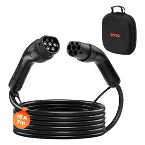 EV Charger Extension Cable, 16Amp 7 m Max 11 kW Extension Cord Compatible with All Type 2 Electric Vehicle Chargers, 3-Phase AC 480V 50Hz IP65 Heavy Duty Car Charging Cable with Carrying Bag