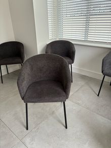 Dark Grey Fabric Dining Chairs
