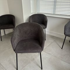 4 x Dark Grey Fabric Dining Chairs