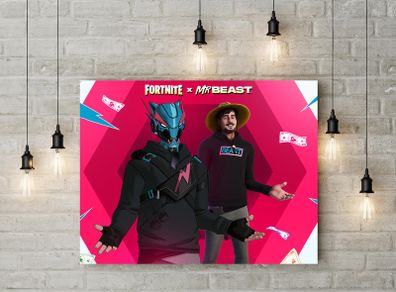 Fortnite x Mr Beast printed Wall picture foamex board printed picture on it wall board wall decor wall art picture