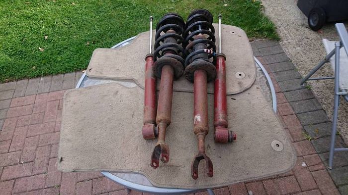 Genuine s-line audi a6 c6 sport shock absorbers springs stop dampers top mounts.35mm lower suspension arms wishbones leather interior etc.. Parts breaking