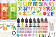 Resin Kits for Beginners, 218PCS Epoxy Resin Kit, Silicone Letter Moulds with Pigments, Sequins, Gold Leaf, Keychain,Tassels, for DIY Keyring/Jewelry Making