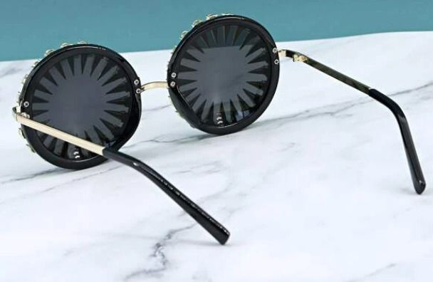 Rhinestone & Rivet Decor Round Frame glasses