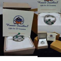 18ct white gold diamond and emerald dress ring
