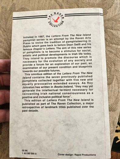 Letters From The New Island. Edited By. First Edition Paperback In Good Condition.  See Photos For Same.