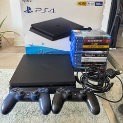 PlayStation 4 Slim 500GB Boxed Bundle + 13 Games & 2 Controllers