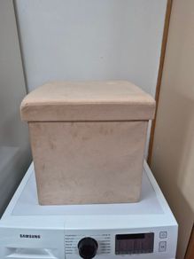 Cream folding storage ottoman