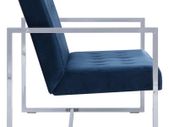 2-Seater Sofa with Armrests Blue Chrome and Velvet